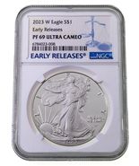 2023-W $1 Silver American Eagle Proof Graded by NGC as PF69 UCAM Early R... - $210.86
