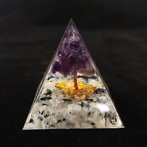 Natural Orgonite Pyramid Reiki Amethyst Energy Healing Chakra Meditation Orgone - £11.84 GBP