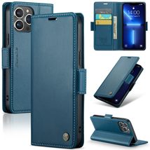 for iPhone 15 Pro (6.1 inch (Color: Blue) Magnetic Flip Leather Wallet f... - $52.00