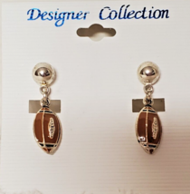 Designer Collection Silver Brown Double Sided FOOTBALL Earrings Studs - £1.85 GBP