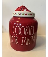 Rae Dunn Red Cookies For Santa Canister Large 8&quot; H x 6&quot; W NEW! - $49.49