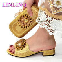 Wedding Shoes Bride Cristaly Comfortable African Shoes and Bags Matching Set Afr - £81.51 GBP