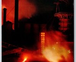 Blast Furnace At Night Birmingham Alabama AL UNP Chrome Postcard E14 - $4.90