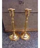 Pair Vintage Brass Candle Stick 7.5&quot; Marked M On Bottom - $40.69 CAD