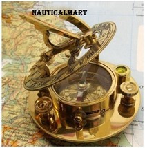 NauticalMart 3&quot; Marine Brass Sundial Compass Clock with Inset Compass - £35.97 GBP