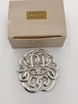 Avon Signature Style Pin Brooch Silvertone 1989 Vintage 1-7/8 x 2&quot; - £11.10 GBP