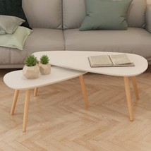 vidaXL White Oval Solid Pinewood Coffee Table Set for Small Spaces, Compact - $2,579.32 MXN