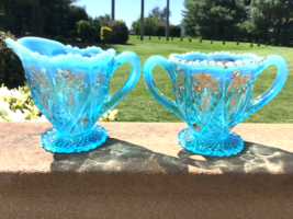 Northwood Panelled Holly Sugar Cream Blue Opalescent 1908 RARE Opalescent Glass - $210.38