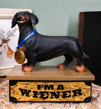 Award Trophy Dachshund Puppy Dog With Gold Medal Standing On Stage Figurine - £18.90 GBP