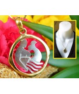 Merman Mermaid Fish Abstract Pendant Necklace Gold Silver Tone Chain - £30.42 GBP