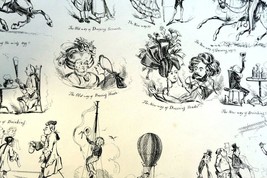 Old WAYS and NEW WAYS No 2 HENRY HEATH CARICATURE PRINT  1840 Victorian - $56.06