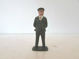 VINTAGE DIECAST FIGURE TRAIN CONDUCTOR BLACK CAP MADE IN ENGLAND  2&quot;  M41 - $4.60