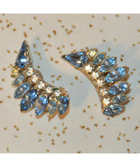 Vintage blue marquise rhinestone climber clip Earrings - £15.63 GBP