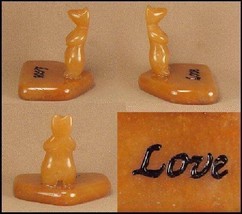 CARVED BEAR on STAND..with the word LOVE RED AVENTURINE  #682MMM - £9.40 GBP