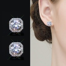 2021 New Fashion jewelry 925 silver Needle Hollow Carved Earrings Female Crystal - £6.82 GBP