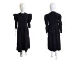 Vintage Laura Ashley Corduroy Black Puff Sleeve Midi Victorian Dress US 10 - $128.70
