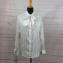 Evan Picone Women&#39;s Button Down Tie Front Long Sleeve Blouse Size 14 VTG... - $426.86 MXN