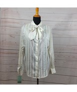 Evan Picone Women&#39;s Button Down Tie Front Long Sleeve Blouse Size 14 VTG... - $418.73 MXN