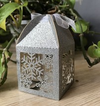 50pcs Snowflake Favor Boxes,Laser Cut Gift Box,Small Glitter Silver Cand... - $24.00