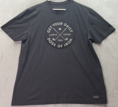 Life is Good Shirt Unisex Large Gray Golf Cotton Short Sleeve Logo Crew Neck - £12.38 GBP