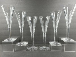 6 Waterford Crystal Strata Jasper Conran Fluted Champagne Set 10.25&quot; Elegant Lot - £482.03 GBP