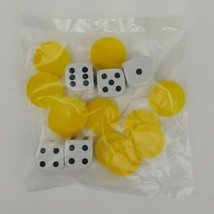 Yahtzee Replacement 5 White Six Sided Dice 12 Yellow Chips Factory Sealed - $5.19