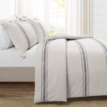 Lush Decor Farmhouse Stripe 3 Piece Duvet Cover Set, King, Gray - £73.53 GBP