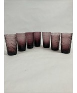 Vintage 1930&#39;s Set of 7 Purple Hobnail 5 5/8” Glasses/Tumblers Anchor Ho... - $99.00
