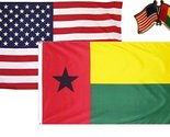 K&#39;s Novelties 2 Flag Set with Matching Pin USA &amp; Guinea Bissau Country 2... - £6.99 GBP