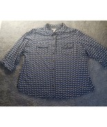 Charter Club Geometric Button Down Shirt Roll Tab 3/4 Sleeve Stretch Wom... - $17.33