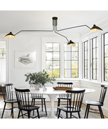 Mid Century Modern Chandelier Black 3 Arm Large Ceiling Light for Living... - $110.00+