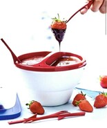 NEW TUPPERWARE chic dining dipper bowl with red forks &amp; seal fondue cheese - $27.50 CAD