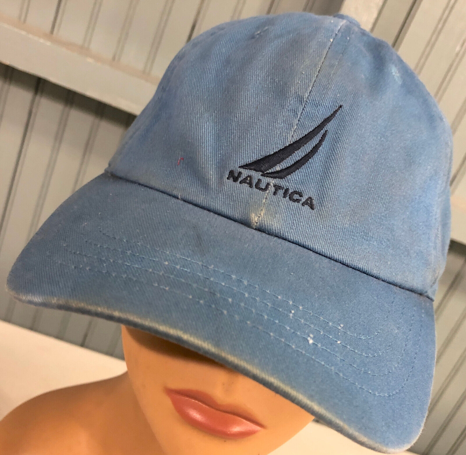 Primary image for Nautica Blue Beat Up Well Worn  Strapback Baseball Cap Hat