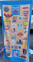 Vintage 1990s NBA Basketball Teams Beach Towel 30x60 Vivid Bulls Lakers ... - $46.56
