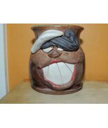 Ugly Face Mug 3.75"+ signed MMS Mahon handmade stoneware pottery lips ha... - $26.99