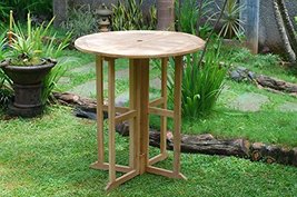 Windsor&#39;s Grade A Teak 39&quot; Round Dropleaf Counter Table, Use w 1 leaf up... - $1,150.00