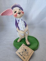 Vintage 1990 Annalee Dapper Easter Bunny Rabbit Purple Cape Spring w/Tag 9&quot; - £15.78 GBP