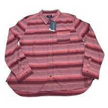 United By Blue Womens Top S Red Striped Flannel Organic Cotton Hemp Butt... - $30.42