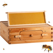 VEVOR Beehive Box Kit Bee Honey Hive 10 Frames 1 Medium Beeswax Natural ... - $89.82