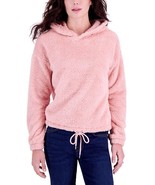 Planet Gold Juniors&#39; Plush Drawstring-Hem Hoodie Size M Silver Pink - $31.20 CAD