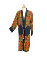 Vtg 90s CAROLE LITTLE Tie Front Duster Jacket 8 Med Multicolor Boho RAYO... - $43.55