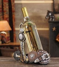 Saddle Design Wine Bottle Holder 8.7" High Brown Silver Resin Country Western