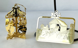 2 Brass Christmas Ornaments Carousel (Danbury Mint) &amp; Mother 1984 Lillian Vernan - £10.06 GBP