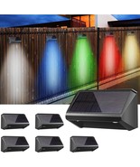 6 PCS Solar Fence Light, Warm White Cold White and RGB Fixed Colors Step... - £38.57 GBP