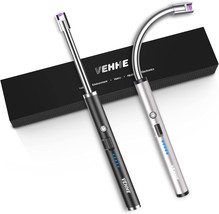 Vehhe Candle Lighter, 2 Pack Rechargeable Electric Lighter, Black And Si... - £31.60 GBP