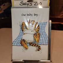 NEW old stock Suzy&#39;s Zoo baby boy birth announcments pack of 10 w/ envelopes - £10.12 GBP