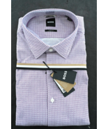 Hugo Boss Men&#39;s HAL Kent Casual Fit Open Purple Cotton Dress Shirt 39 15.5 - $88.97 CAD