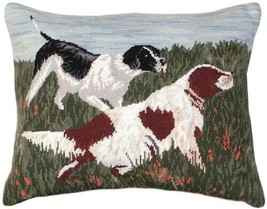 Throw Pillow Needlepoint Springers Dog Spaniel 16x20 20x16 Sky Blue Oliv... - £231.01 GBP