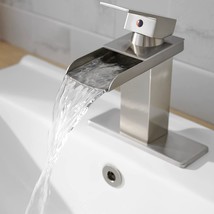 Homevacious Brushed Nickel Bathroom Waterfall Vanity Sink Faucet WITH DRAIN - £23.65 GBP