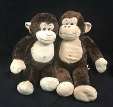 Set Of 2 Build A Bear - Monkey Chimp Twins Brown Plush Stuffed 18” - £21.52 GBP